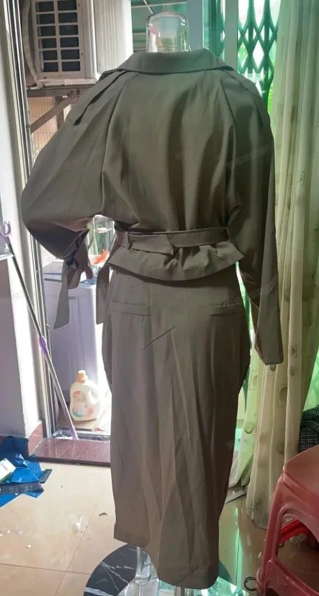 Skirt Two Piece Set Woman 2024 Autumn New Fashion Versatile Casual Workwear Temperament Button Belt Y2k Dress Suit for Female