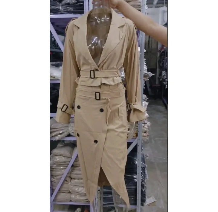 Skirt Two Piece Set Woman 2024 Autumn New Fashion Versatile Casual Workwear Temperament Button Belt Y2k Dress Suit for Female
