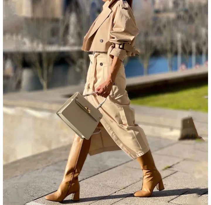 Skirt Two Piece Set Woman 2024 Autumn New Fashion Versatile Casual Workwear Temperament Button Belt Y2k Dress Suit for Female